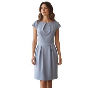 Dorothy Perkins Blue Pleated Fit & Flare Dress Size 8